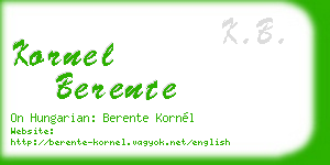 kornel berente business card