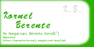 kornel berente business card